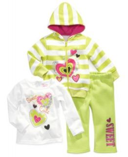 Little Me Baby Girls 3 Piece Striped Jacket, Dot Top & Pants Set   Kids