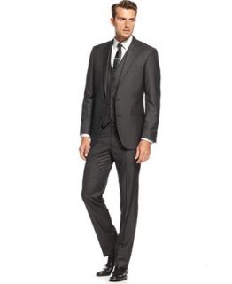 Kenneth Cole Reaction Suit, Black Pindot Vested Slim Fit   Suits & Suit Separates   Men