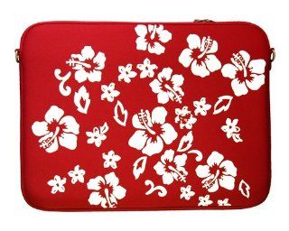 DIGITTRADE LS107 15 Designer Notebook Sleeve 15.4" Laptop Cover Red Flower Neoprene Soft Carry Case up to 15.6 Inch Anti Shock System Electronics