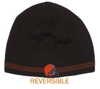 Cleveland Browns NFL Reebok Team Apparel Reversible Plaid Knit Beanie Hat  Sports Fan Beanies  Sports & Outdoors