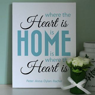 personalised 'home is where the heart is' art by a type of design