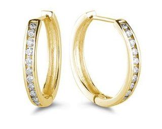 .50CTW Channel Set Diamond Hoop Earrings in Yellow Gold: SZUL: Jewelry