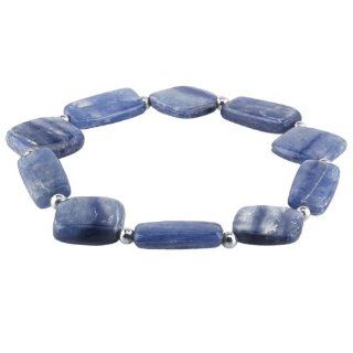Sterling Silver Kyanite Bead Stretch Bracelet: Jewelry