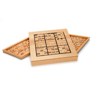 Deluxe Wooden Sudoku Puzzle with Wooden Number and Thinking Tiles: Toys & Games
