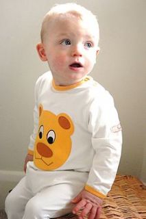 teddy bear baby romper suit by pixie and punk