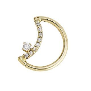Body Gems 14k Gold LunEAR (Daith Moon) Seamless Moon Shape Body Jewelry Ring with 8 1mm Round CZs and 2mm Round Cz 16 Gauge Right Ear: Body Gems: Jewelry