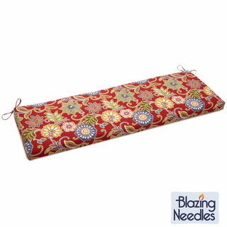 Blazing Needles Floral/ Stripe 19x60 inch Outdoor Spun Poly 3 Seater Bench Cushion Blazing Needles Outdoor Cushions & Pillows