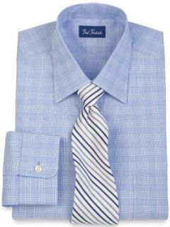 Paul Fredrick Men's 100% Cotton Glen Plaid Spread Collar Dress Shirt Blue 16.0/34 at  Mens Clothing store: