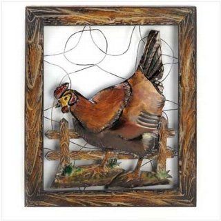 Gifts & Decor Country Rural Rustic Rooster Metal Wall Decor Plaque   Wall Sculptures