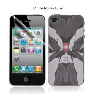 Robotics Style Black 3D Soft Foam Pad with Protection for Apple iPhone 4S 4, Full Body Protection with Home Button Stickers: Cell Phones & Accessories