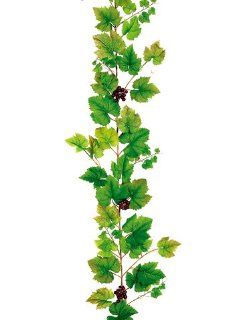 6' Grape Leaf Garland w/62 Lvs. Grapes Green Burgundy (Pack of 6)   Artificial Plants