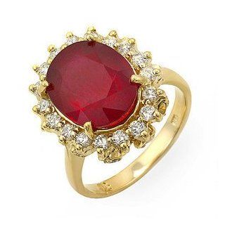 5.67 Ct Natural Ruby and Diamond Ring14k Gold Bands Jewelry