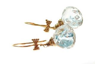 aquamarine crystal quartz gold earrings by prisha jewels