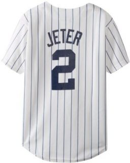MLB New York Yankees Derek Jeter Home Replica Youth Jersey, White/Navy Pinstrps : Sports Fan Jerseys : Sports & Outdoors