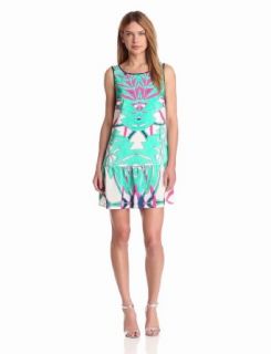Twelfth Street by Cynthia Vincent Women's Dropped Waist Scoop Back Dress, Summer Leaf, Petite at  Womens Clothing store