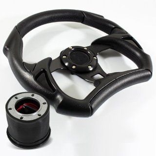84 04 Ford Mustang 320mm F1 Style 320mm F1 Style Racing Steering Wheel All Black PVC Leather w/ Hub Boss Adapter Kit: Automotive