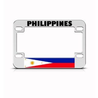 Philippines Flag Metal Motorcycle Bike License Plate Frame Tag Holder: Automotive