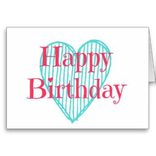 Happy Birthday Blue and Pink Heart Cards