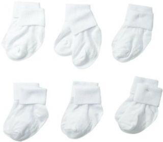 Osh Kosh Baby Girls Newborn 6 Pack Fold Over Socks, White, 3 12 Months: Clothing