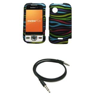EMPIRE Black with Multi Color Zebra Stripes Design Hard Case Cover + 3.5mm Male to Male 20" 36" Stereo Auxiliary Cable for MetroPCS Huawei M735: Cell Phones & Accessories