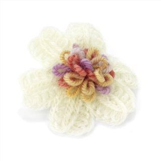 Small Cute Ivory Wool Feel Flower Hair Beak Clip Slide Fascinator: Jewelry