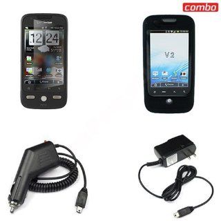 HTC Droid Eris S6200 Combo Solid Black Silicon Skin Case Faceplate Cover + LCD Screen Protector + Rapid Car Charger + Home Wall Charger for HTC Droid Eris S6200: Cell Phones & Accessories