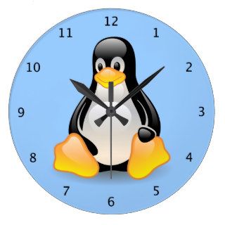 Penguin baby cute cartoon illustration blue wall clock