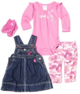 Carhartt Baby girls Newborn Carhartt 4 Piece Jumper Gift Set, Medium Wash Dark Blue, 9 Months: Clothing