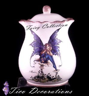 COOKIE JAR, CANISTER WHITE FAIRY DECOR ANGEL STYLE: Kitchen & Dining