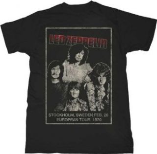 Led Zeppelin Stockholm Lightweight Mens Black T shirt: Clothing