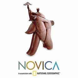 Suar Wood 'Guardian Umbrella' Sculpture (Indonesia) Novica Statues & Sculptures