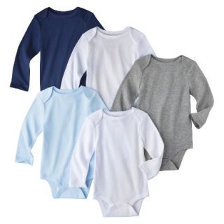 Circo Infant Boys 5 Pack Long sleeve Bodysuit   White/Blue/Grey 18 M