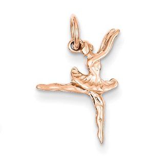 14k Rose Gold Polished 3 Dimensional Ballerina Charm: Jewelry