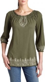 Lucky Brand Women's Embroidered Tunic, Free Green, Large at  Womens Clothing store