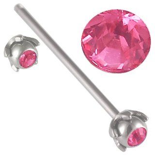 14g 14 gauge (1.6mm), 32mm long  surgical stainless steel Industrial barbell with rose Swarovski Crystal Toma balls straight Bar ear gauge plug earring ring AMFL   Pierced Jewelry Body Piercing Jewellery   Sold as one Piece: Jewelry