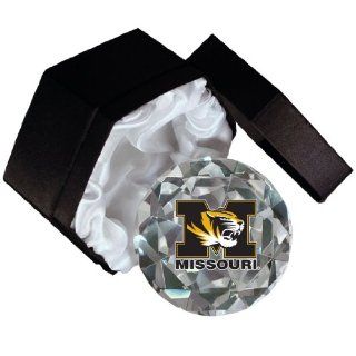 NCAA Missouri University Tigers logo on a 4 Inch High Brillance Diamond Cut Crystal Paperweight : Sports Fan Paper Weights : Sports & Outdoors