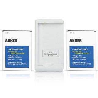 Anker 2 x 3100mAh Li ion Batteries for Samsung Galaxy Note 2/II, N7100, I605 (Verizon), I317 (AT&T), T889 (T Mobile), L900 (Sprint), R950 (U.S. Cellular), fits EB595675LA, with Anker Travel Charger: Cell Phones & Accessories