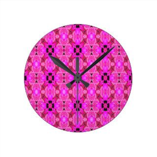pink geometric seamless pattern round clocks