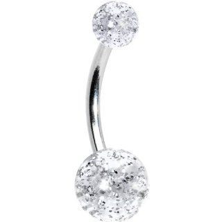Clear Acrylic Ball Glitter Belly Ring: Jewelry