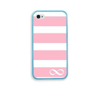 Pink And White Striped Infinity Eternity Aqua Silicon Bumper iPhone 4 Case Fits iPhone 4 & iPhone 4S Cell Phones & Accessories