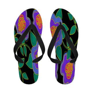 Funky Abstract Floral Flip Flops