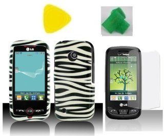 BUNDLE LG 505c Zebra + Yellow Pry + Extreme Band + LCD SCREEN PROTECTOR Straight Talk NET 10 Design HARD Case Cover Protector Accessory LG 505C LG505C LG 505 C: Cell Phones & Accessories