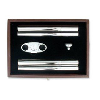 Stainless Steel Cigar Case and Flask Gift Set: Jewelry: Jewelry