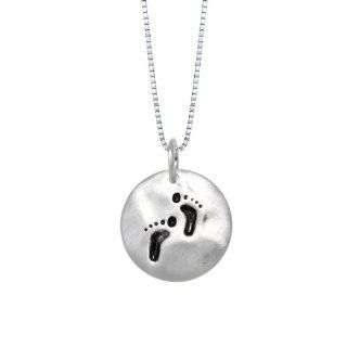 Sterling Silver Footprint Pendant Necklace: Jewelry