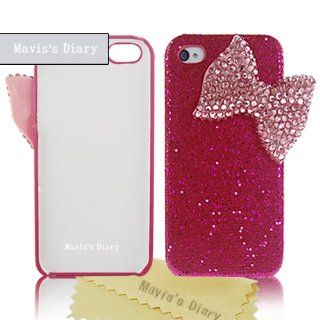 New 3D Handmade Bling Big Pink Bow Back Case Cover Hard Red for Iphone 4 4S: Cell Phones & Accessories