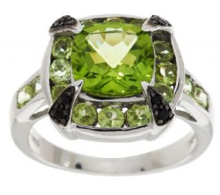 3.05 ct tw Cushion Cut Peridot & Black Spinel Sterling Ring —