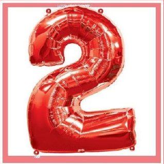 JUMBO 34" RED NUMBER 2 BALLOON birthday MEGALOONS party supplies TWO 2ND SECOND: Everything Else