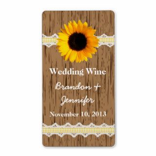 Graphic Wood Grain & Sunflower Mini Wine Labels