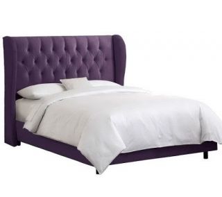 King Tufted Wingback Velvet Upholstered Bed —