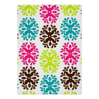 Colorful damask floral cute neon flower pattern print